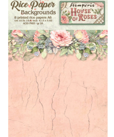 STAMPERIA-  Collezione House of Roses -  Selection 8 Rice paper A6 backgrounds