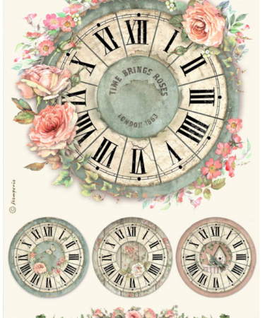 STAMPERIA - ย Collezione House of Roses - ย ย A4 Rice paper packed - House of Roses clock