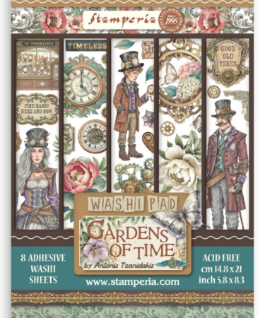 STAMPERIA  - Collezione Gardens of Time -  Printed Washi pad for Art and Craft A5 8 sheets