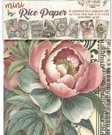 STAMPERIA  - Collezione Gardens of Time -Printed Mini Rice paper A6 8 sheets for Art and Craft