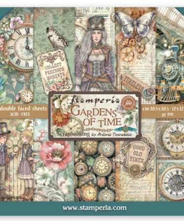 STAMPERIA  - Collezione Gardens of Time -  Scrapbooking Printed Pad for Art and Craft 10 sheets cm 30,5x30,5 (12"x12")