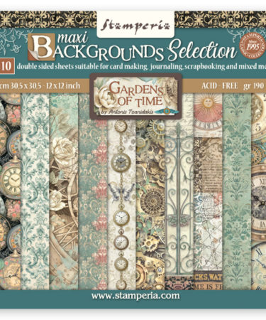 STAMPERIA  - Collezione Gardens of Time -  Scrapbooking Printed Pad for Art and Craft 10 sheets cm 30,5x30,5 (12"x12") Backgrounds