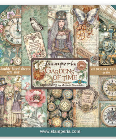 STAMPERIA  - Collezione Gardens of Time -  Scrapbooking Printed Pad for Art and Craft 10 sheets cm 20,3X20,3 (8"X8")