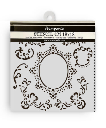 STAMPERIA -  Collezione House of Roses -    Thick stencil cm 18X18 - House of Roses border with frame