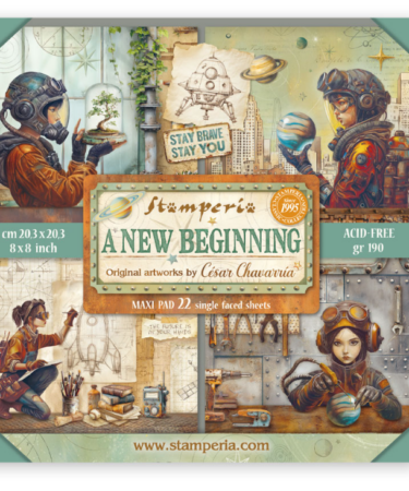 STAMPERIA -  Scrapbooking Pad 22 sheets cm 20,3X20,3 (8"X8") Single Face A new Beginning