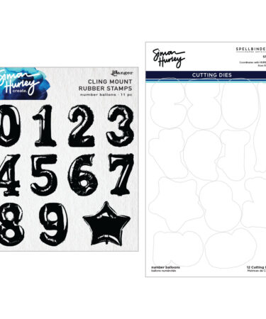 SPELLBINDERS - Collezione Number Balloons Cling Rubber Stamp and Die Bundle by Simon Hurley