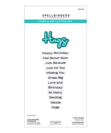 SPELLBINDERS - Love and Hugs Sentiments Clear Stamp & Die Set by Lisa Horton