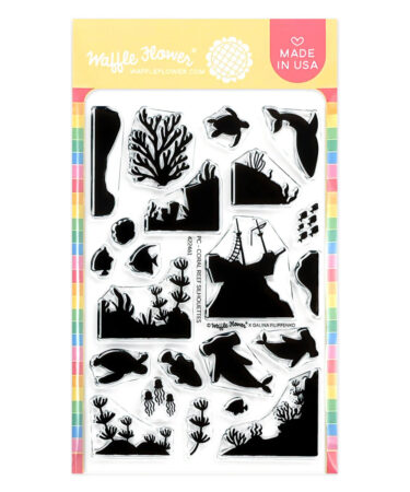 WAFFLE FLOWER - Postage Collage Coral Reef Silhouettes Stamp Set