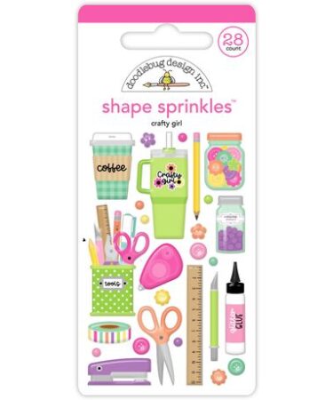 Doodlebug Design - Collezione Color Me Crafty - Sprinkles Adhesive Enamel Shapes - Crafty Girl