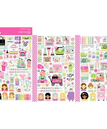 Doodlebug Design - Collezione Color Me Crafty -  Mini Icon Stickers