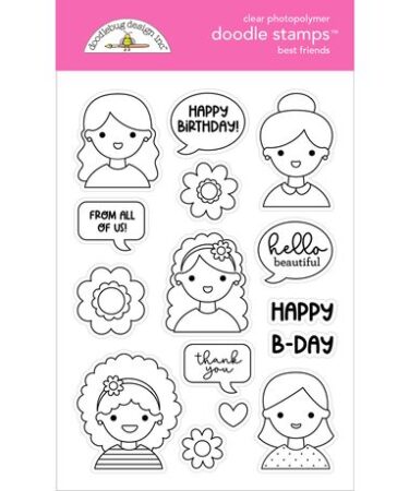 Doodlebug Design - Collezione Color Me Crafty - Clear Doodle Stamps - Best Friends