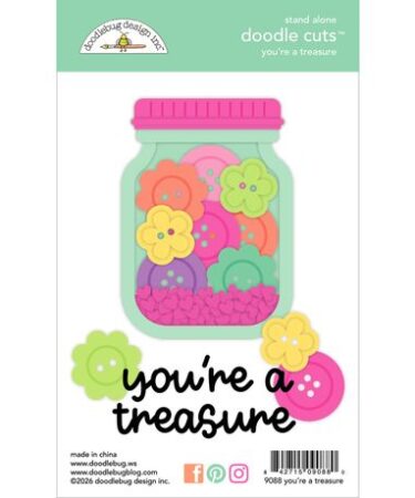 Doodlebug Design - Collezione Color Me Crafty - Doodle Cuts Dies - You're a Treasure
