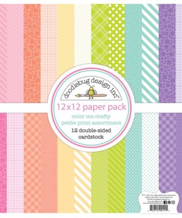 Doodlebug Design - Collezione Color Me Crafty - Petite Prints Double-Sided Cardstock 12"X12"