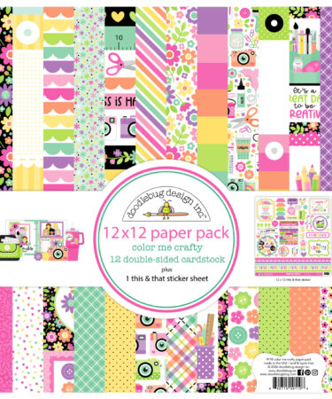 Doodlebug Design - Collezione Color Me Crafty - Double-Sided Paper Pack 12"X12" 12/Pkg