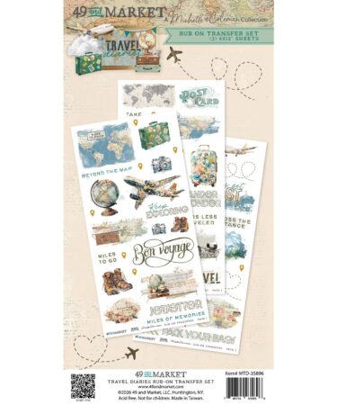 49 AND MARKET โ Collezione Travel Diaries - 6 x12 Blendable Rub-on Transfer Set