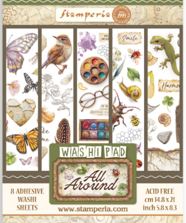 STAMPERIA -Collezione All Around -  Printed Washi pad for Art and Craft A5 8 sheets