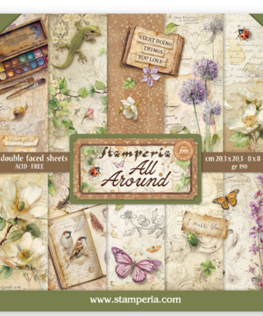 STAMPERIA -Collezione All Around -  Scrapbooking Printed Pad for Art and Craft 10 sheets cm 20,3X20,3 (8"X8")