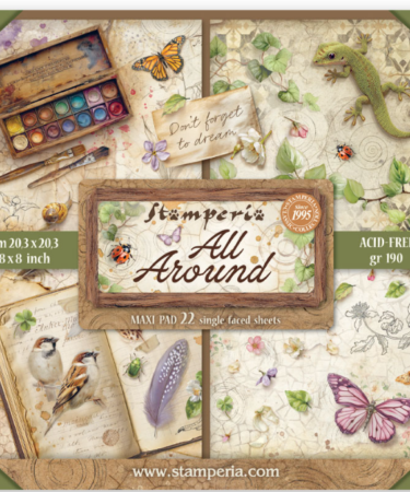 STAMPERIA -Collezione All Around -  Scrapbooking Printed Pad for Art and Craft 22 sheets cm 20,3X20,3 (8"X8") Single Face