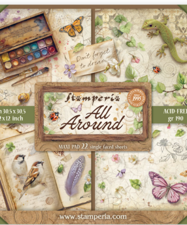 STAMPERIA  -Collezione All Around - Scrapbooking Printed Pad for Art and Craft 22 sheets cm 30,5x30,5 (12"x12") Single face