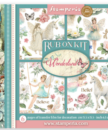 STAMPERIA - Collezione Wonderland  Printed Decorative Rub on kit for Art and Craft cm 15,5x15,5