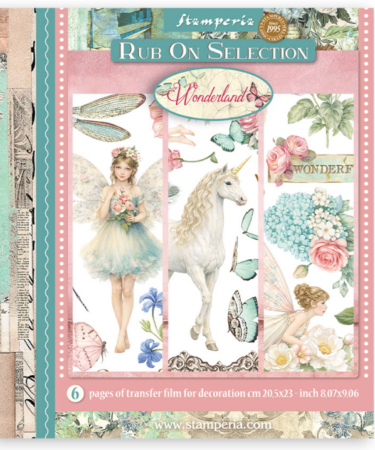 STAMPERIA - Collezione Wonderland  Printed Decorative Rub on selection for Art and Craft cm 20,5x23