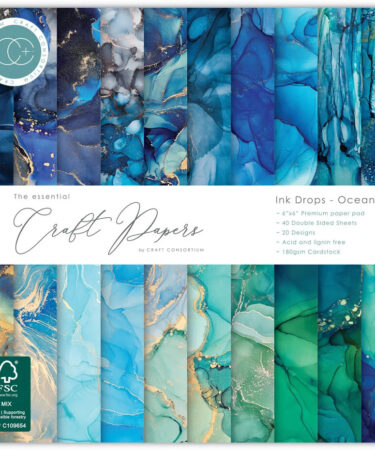 Craft Consortium - Essential Craft Papers 6x6 Inch Paper Pad Ink Drops Ocean 2