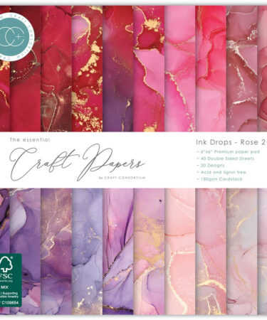 Craft Consortium - Essential Craft Papers 6x6 Inch Paper Pad Ink Drops Rose 2