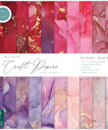 Craft Consortium - Essential Craft Papers 12x12 Inch Paper Pad Ink Drops Rose 2