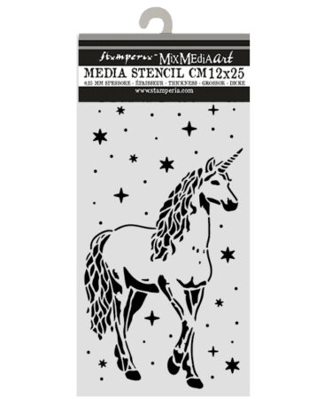 STAMPERIA - Collezione Wonderland  Cut laser stencil for Art and Craft cm 12X25 -  unicorn